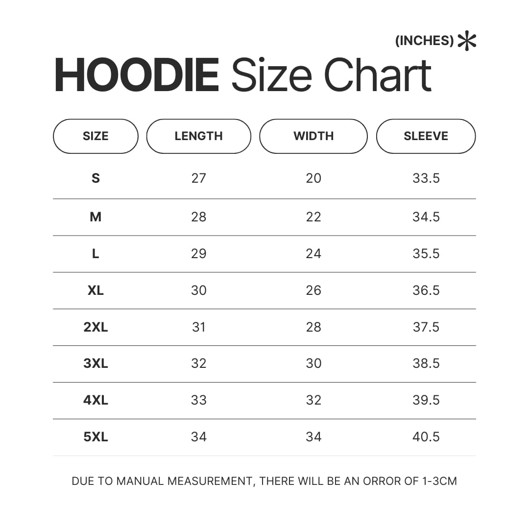 Hoodie Size Chart - Tower Of God Store