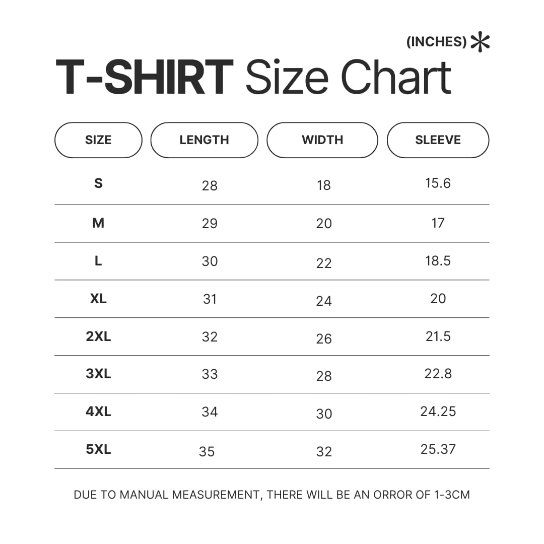 T shirt Size Chart - Tower Of God Store