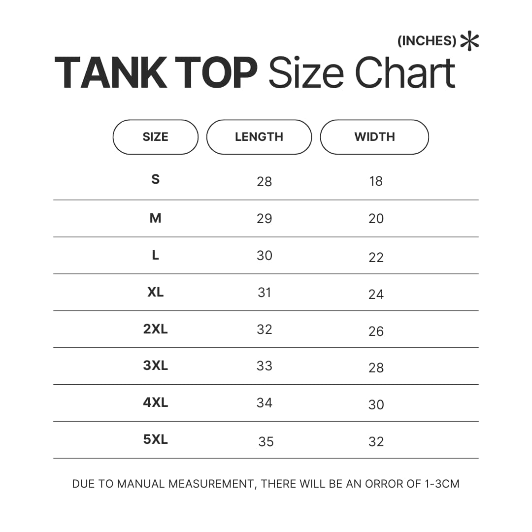 Tank Top Size Chart - Tower Of God Store