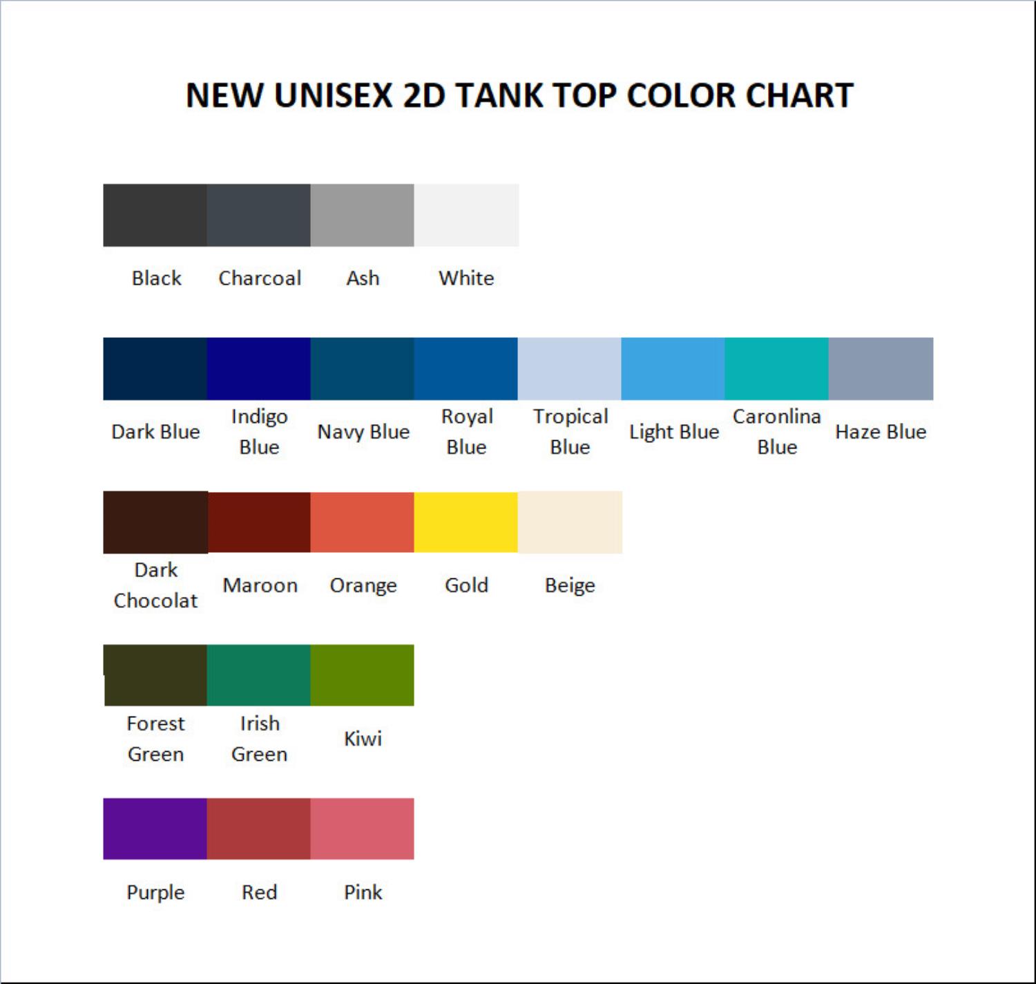 tank top color chart - Tower Of God Store